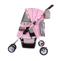 IBIYAYA Matte Edition Diagonal Stripes Pet Stroller – Sugar Pink 繽紛午茶寵物三輪車